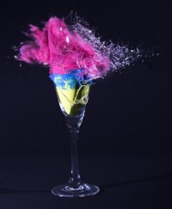 champagne glass, explosion, shot